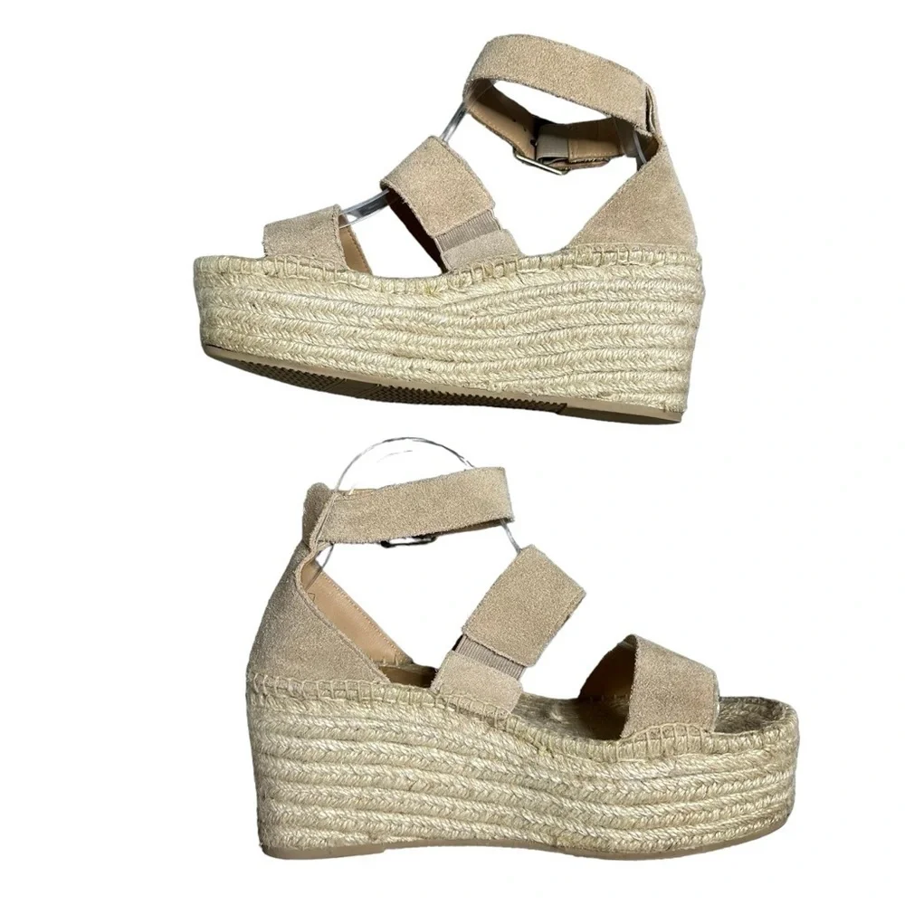 Soludos Platform Espadrille Wedge Sandals Suede Ankle Strap Size 7.5 Blush - Picture 3 of 15